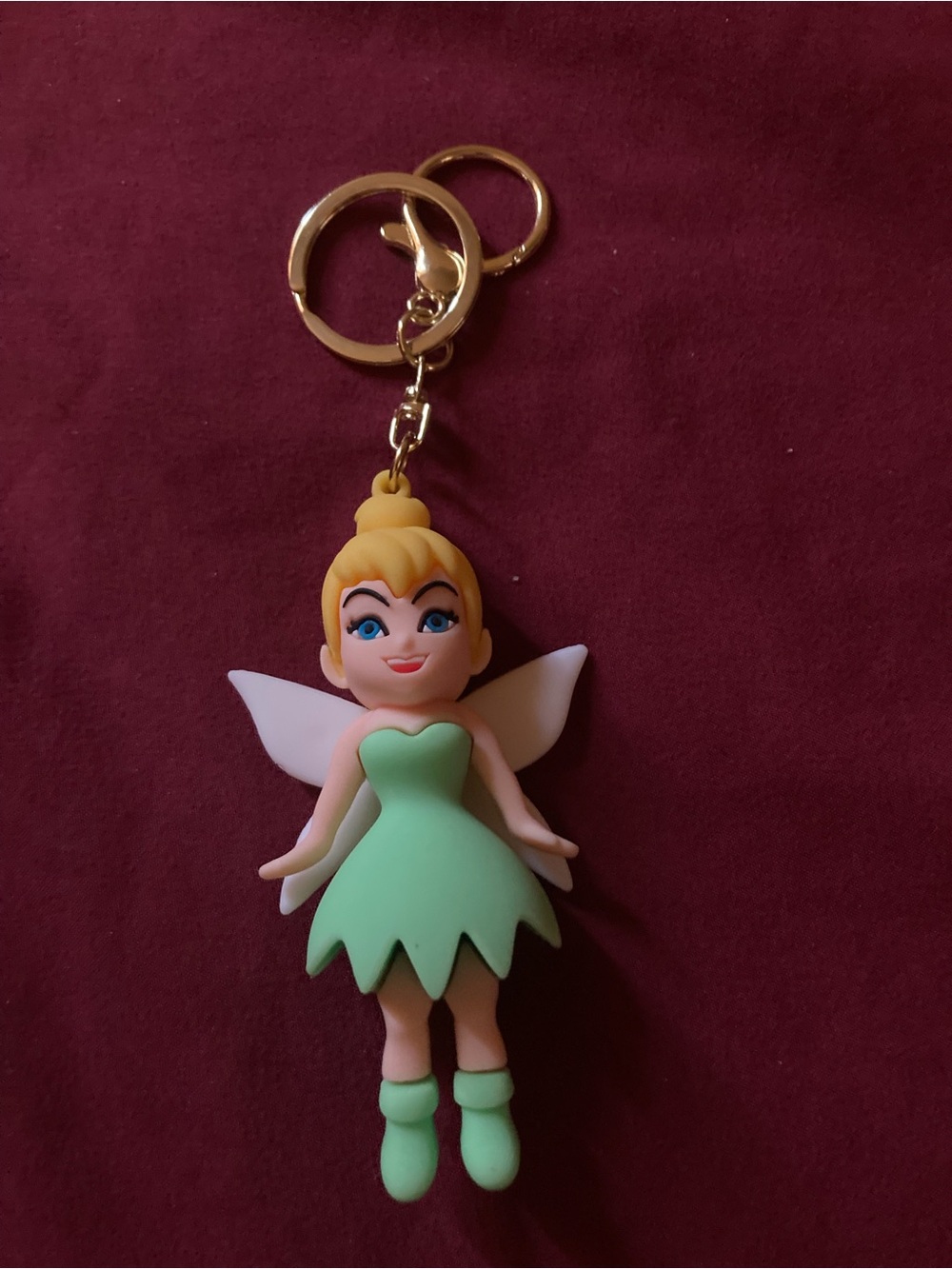 Disney Tinker Bell Keychain in Mint Green with Gold Hardware